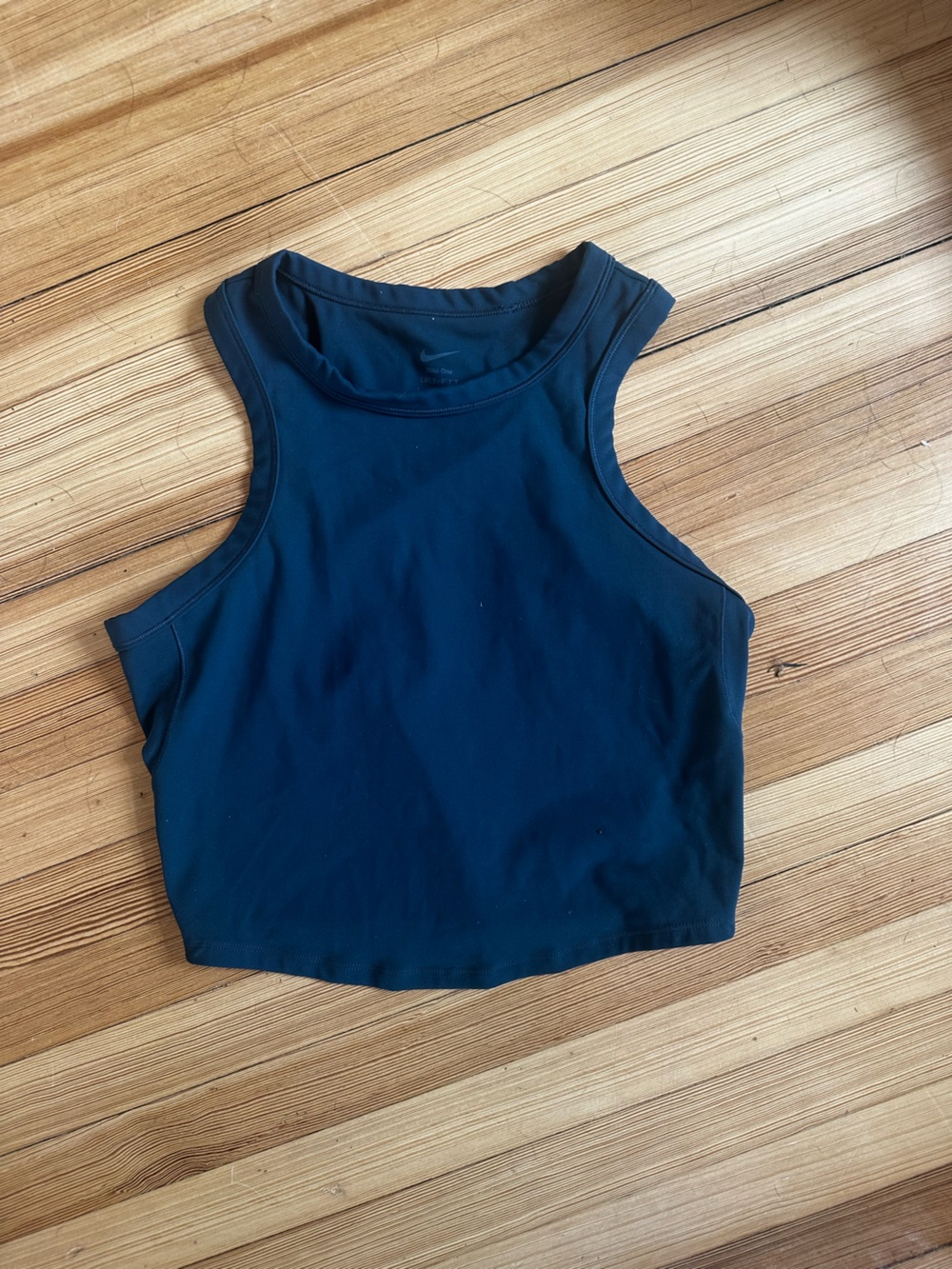 Nike, women’s navy blue Dri fit crop, size L